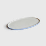 Handmade Porcelain Oval Serving Platter. Forget-me-not/Chocolate
