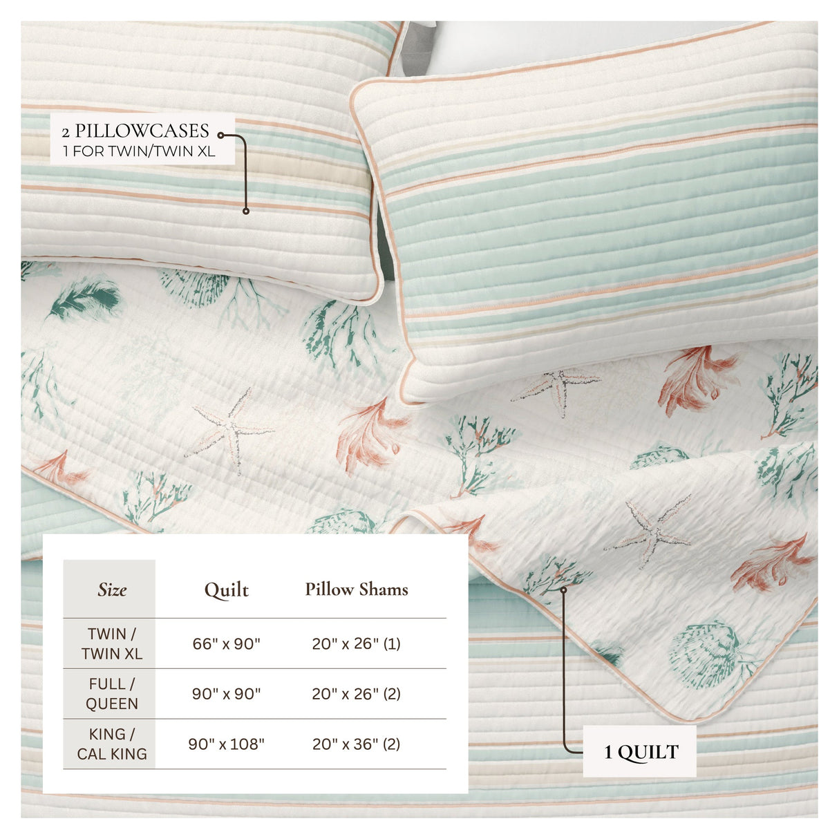 St. Augustine Coastal Printed Cotton Quilt Set