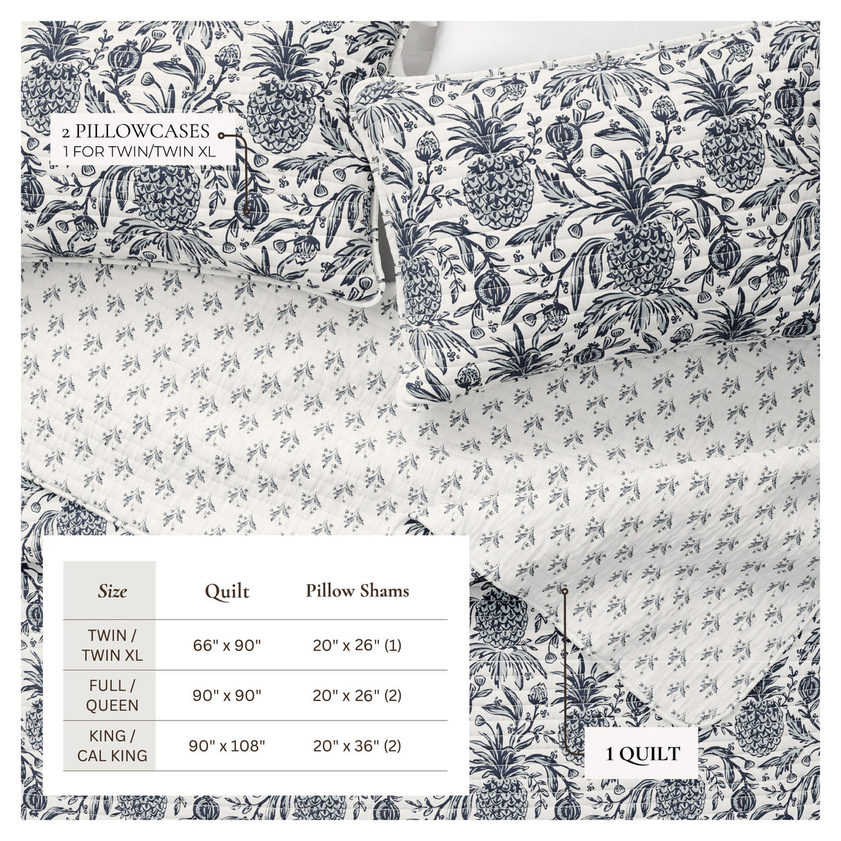 Bernice Coastal Printed Cotton Quilt Set