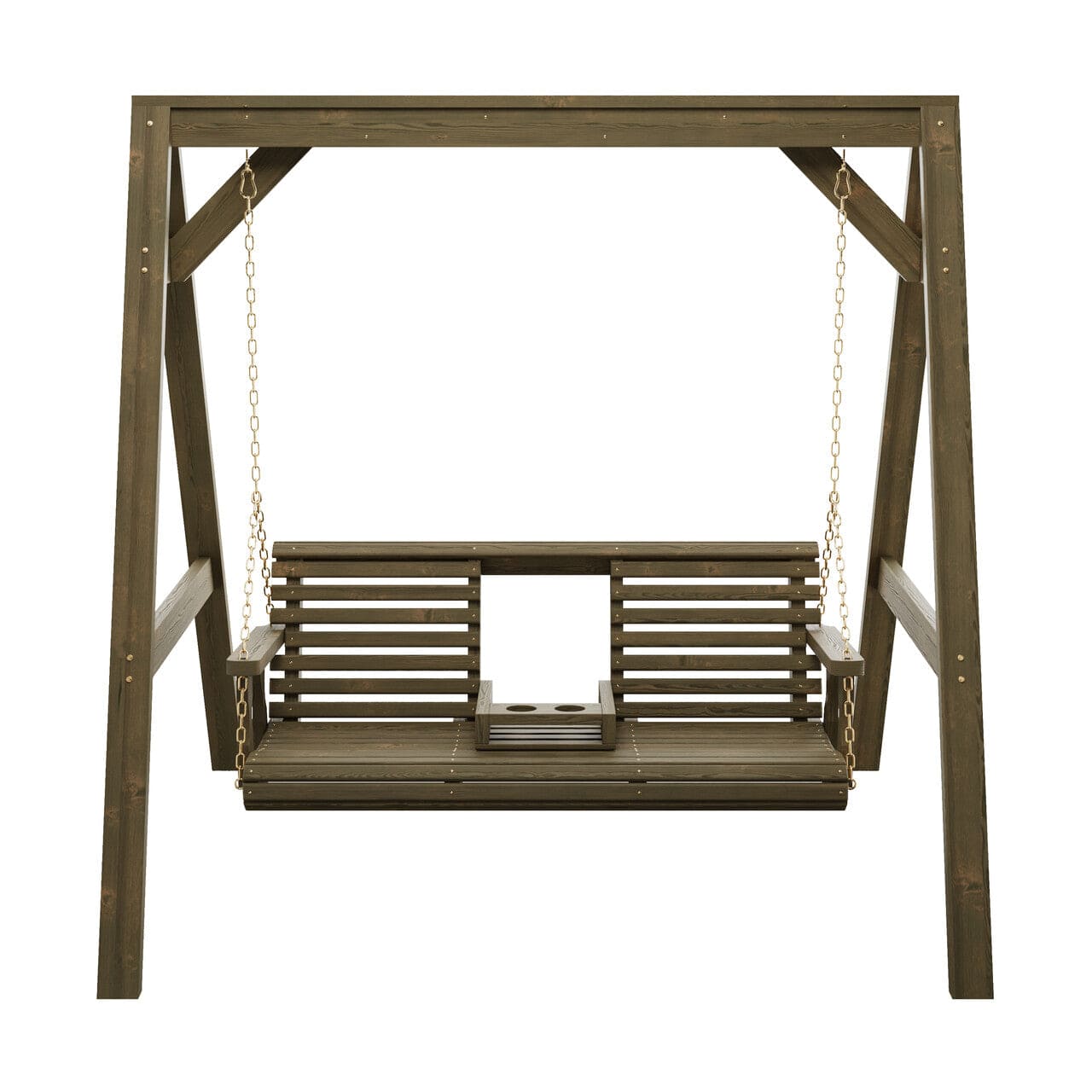 Amish Casual Console Porch Swing with A-Frame Stand