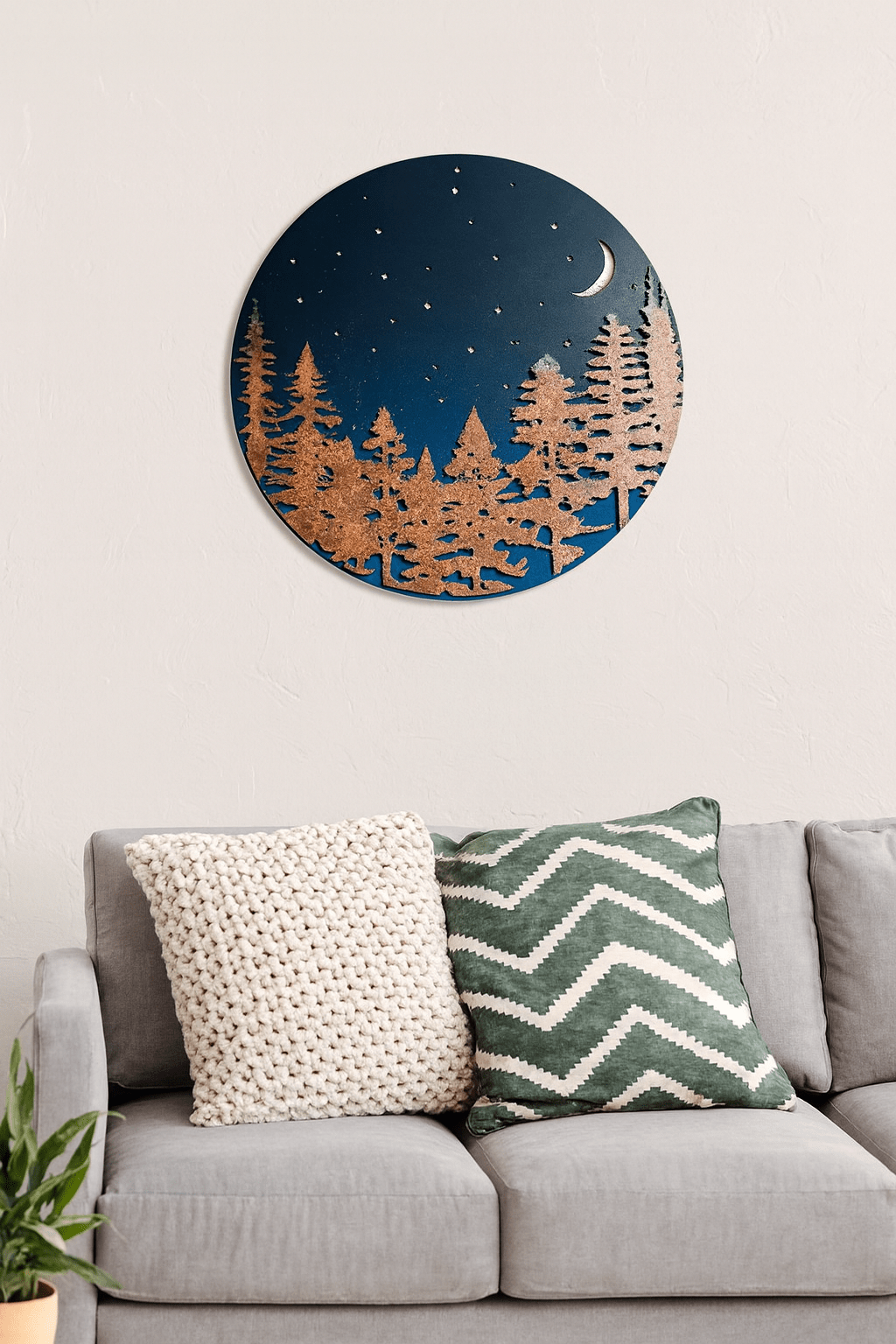 Layered Pine Forest Under the Stars - Wall Art