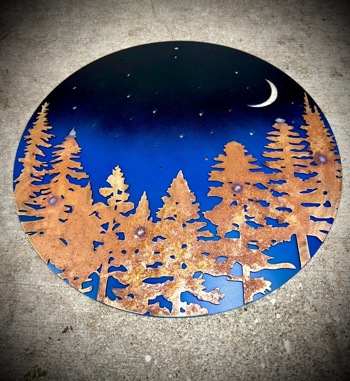 Layered Pine Forest Under the Stars - Wall Art