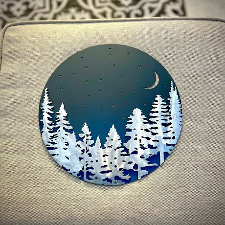 Layered Pine Forest Under the Stars - Wall Art