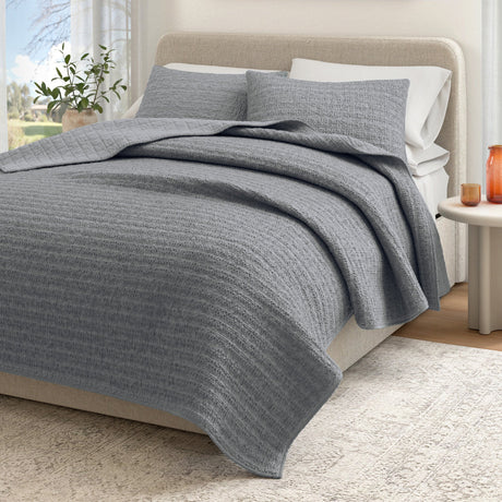Cotton Honeycomb Waffle Garment Washed Quilt Set
