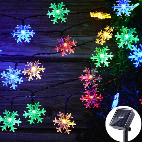 Decorative Snowflake Solar String Lights for Yard and Christmas