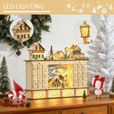 Light Up Table Xmas Wooden Store Holiday Decoration,Christmas Advent Calendar with Countdown Drawer, Village