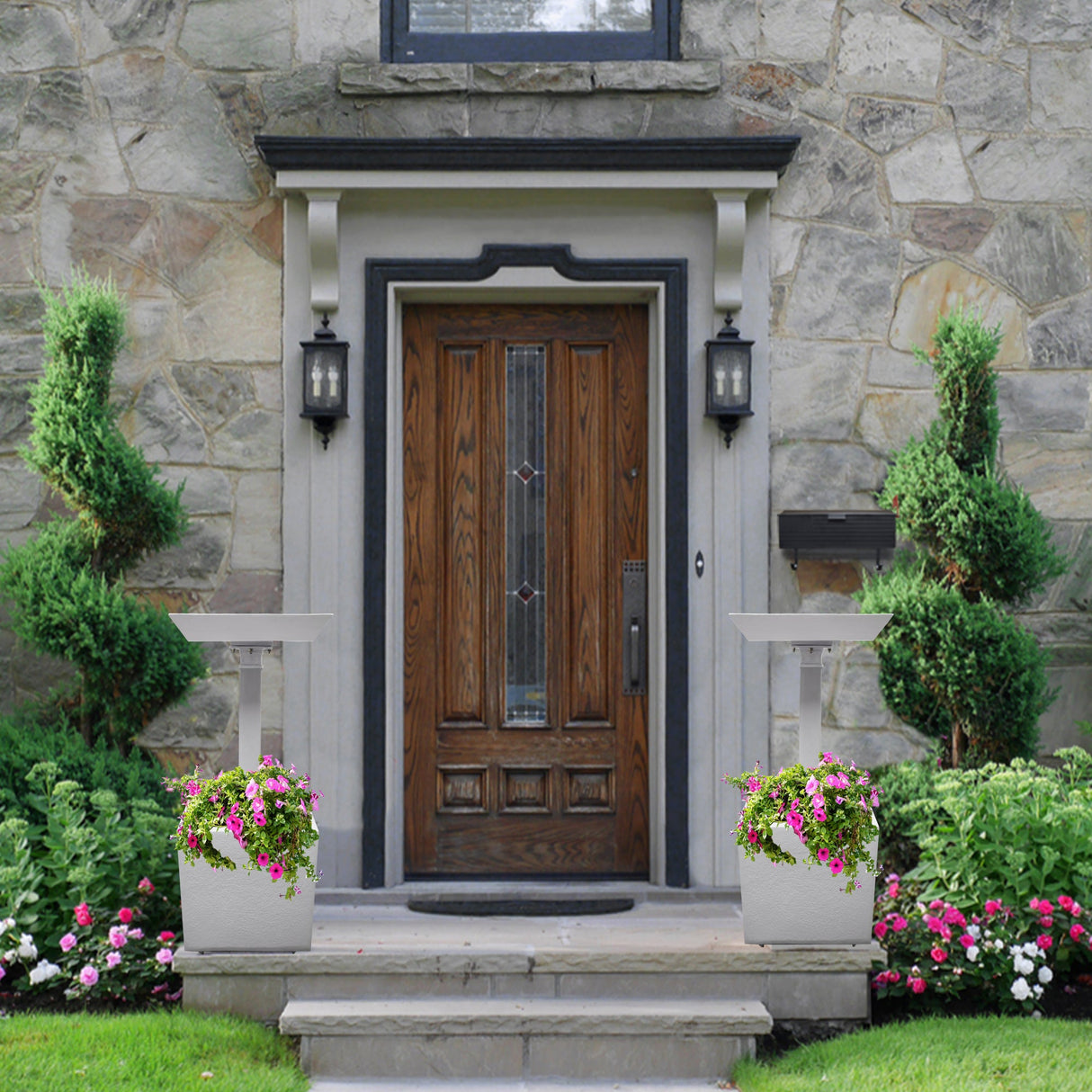 Modern Square Cast Aluminum 35-in Bird Bath and Planter Vase Combo