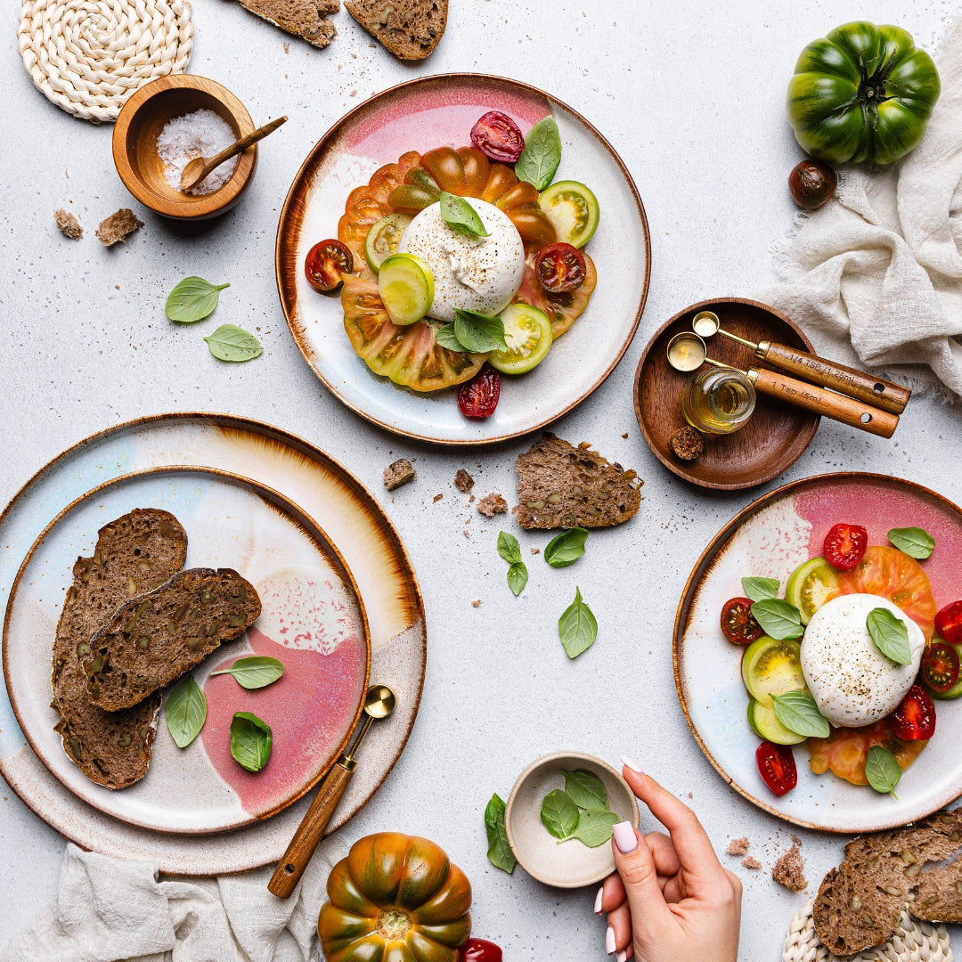 Stoneware Ceramic Dinnerware, Melting Ice Cream, Set of 12