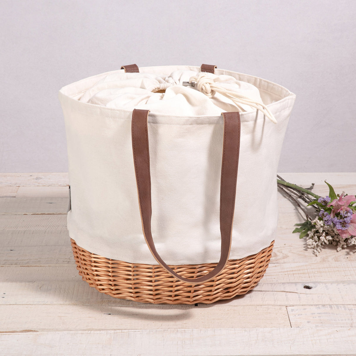 Coronado Canvas and Willow Basket Tote