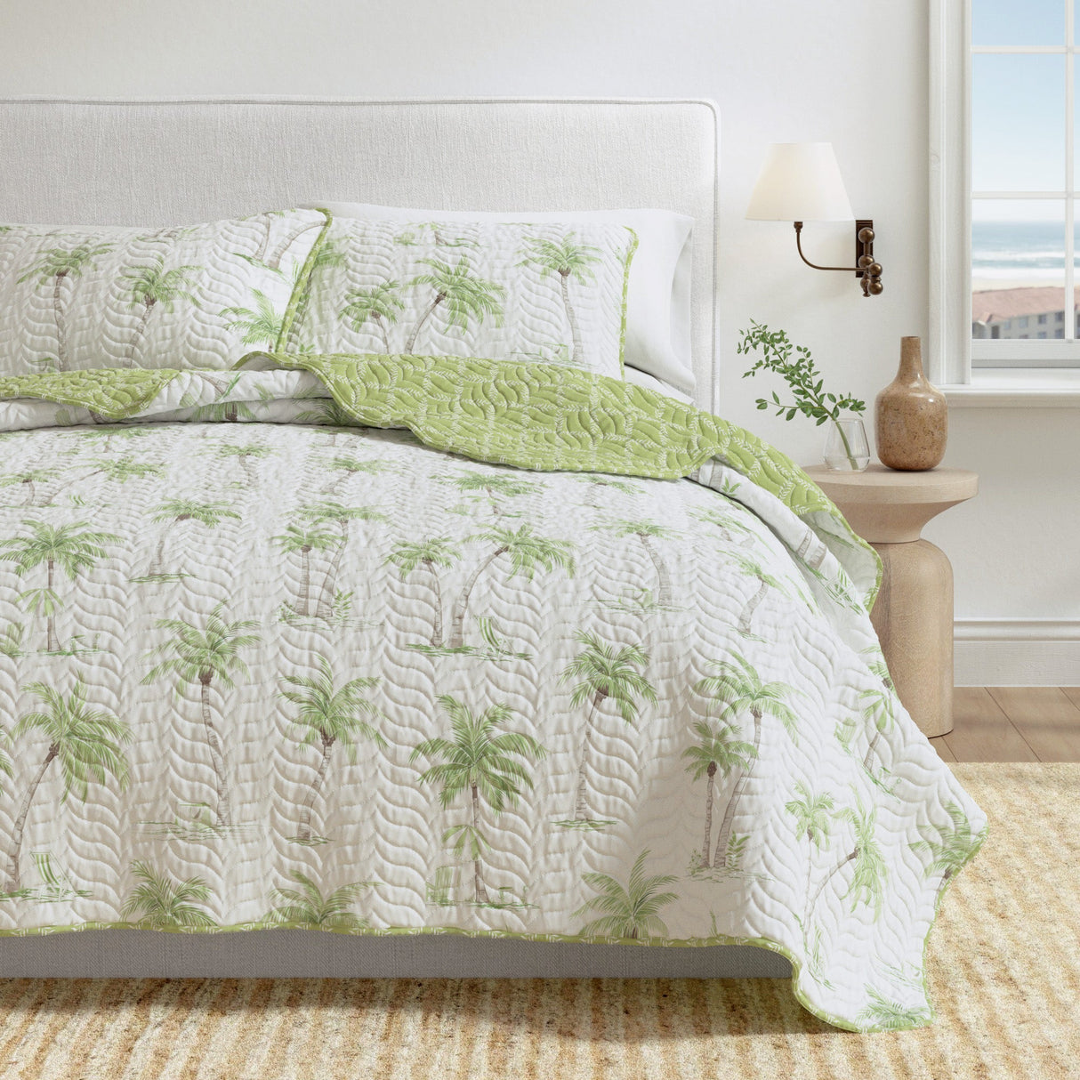 West Palm Trees Coastal Quilt Set