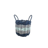 Five Stripe Rope Storage Basket Navy Blue, Light Gray, Seafoam