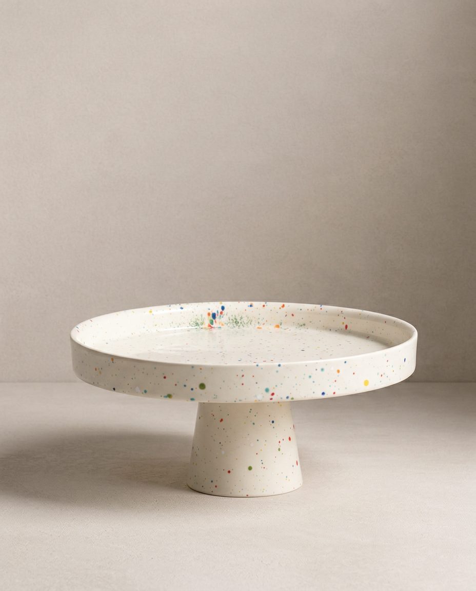 White Cake Stand 11" stoneware ceramic — Party Collection