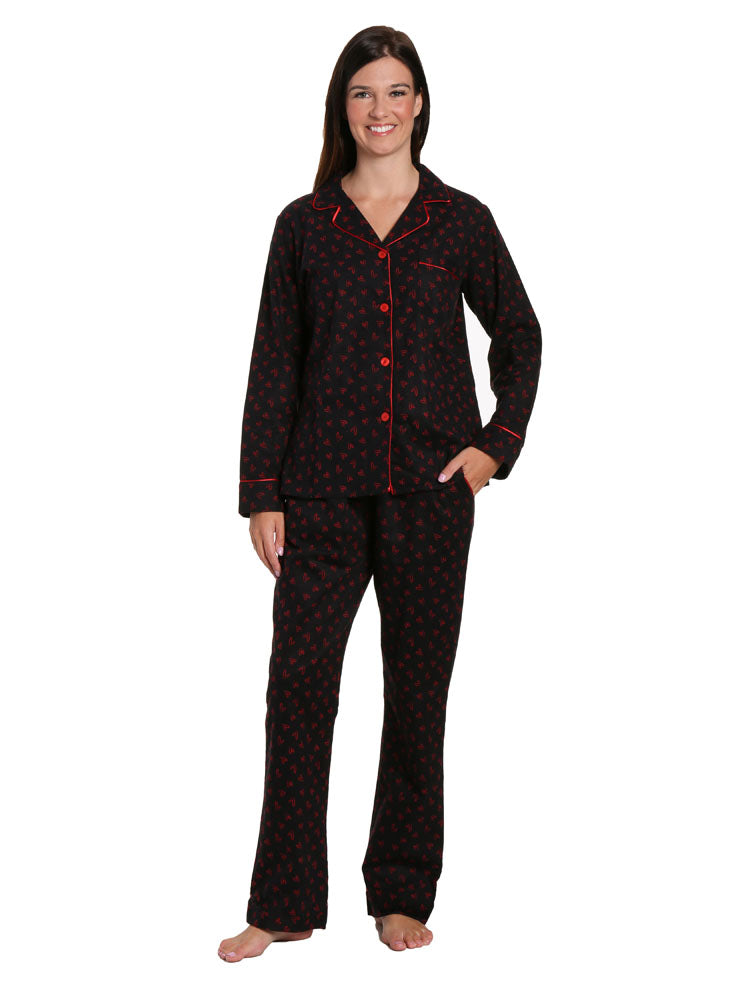 Womens Flannel Pajama Sleepwear Set