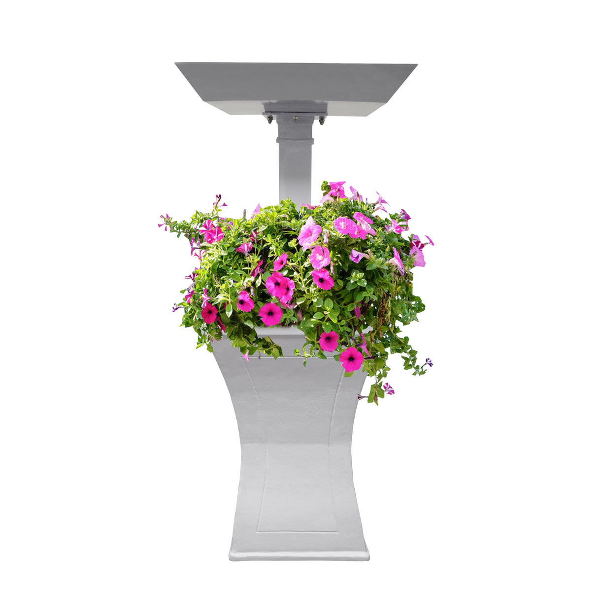 Modern Square Cast Aluminum 40-in Bird Bath and Planter Vase Combo