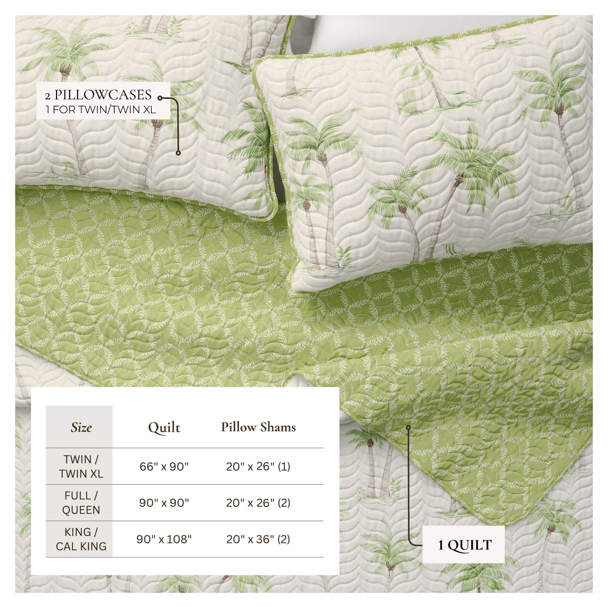 West Palm Trees Coastal Quilt Set