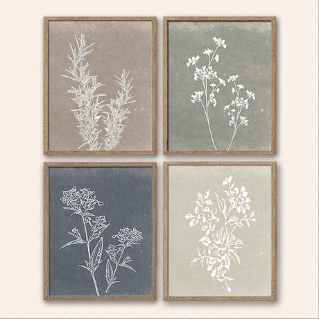 Framed Botanical Print Wall Art Set of 4