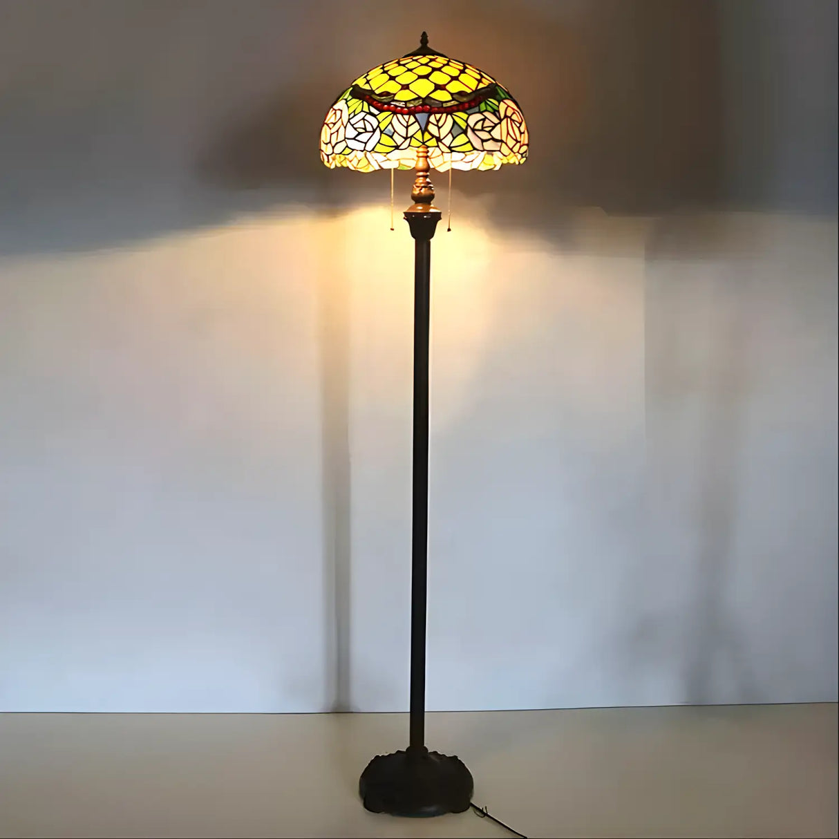 Peony Blossom Tiffany Lamp Stained Glass for Floor