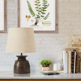 Petite Mango Wood Desk Lamp with Natural Linen Shade