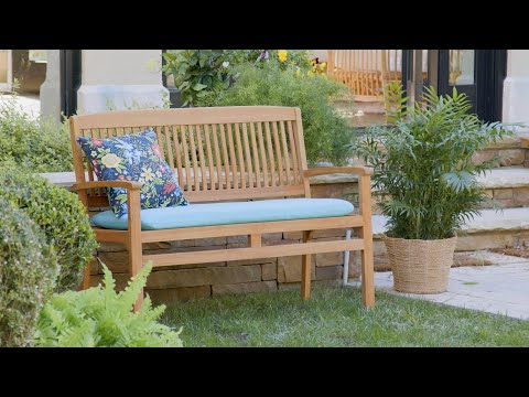 Wood Outdoor Patio Bench With Cushions PHI VILLA Seat Outdoor