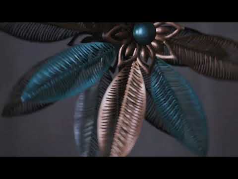 Metal Solar Wind Spinner, Copper and Turquoise Pedal Flower, 75