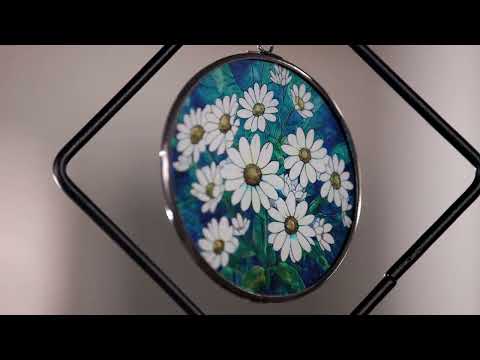 Avria Stained Glass Hand-Tuned Wind Chime, Daisies, 36