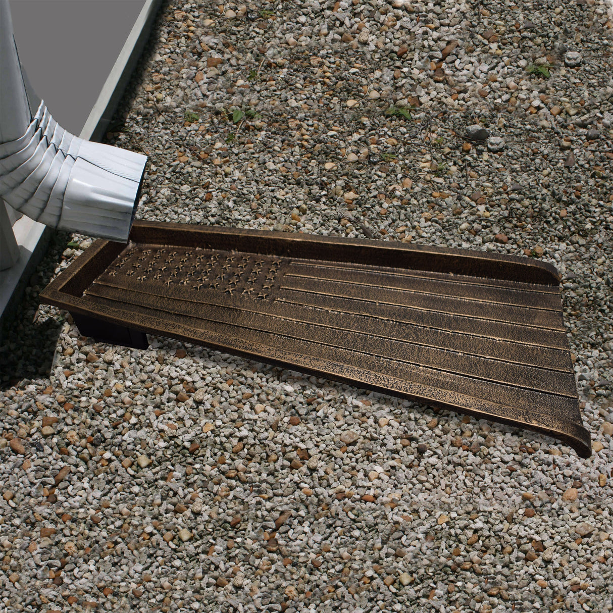 American Flag Cast Aluminum Downspout Splash Block
