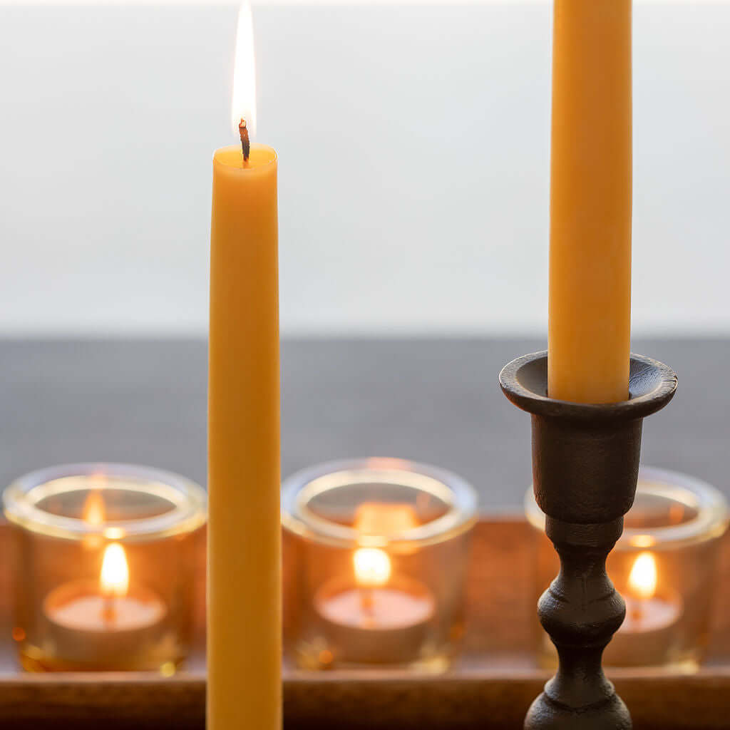 Beeswax Taper Candles - Hand-Dipped - 1 Pair