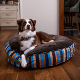 Round Stripe Pet Bed with Fur