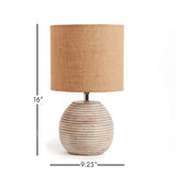 Rustic Mango Wood Table Lamp with Linen Shade