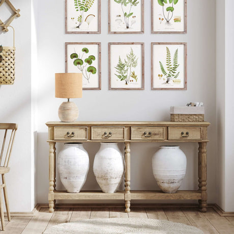 Rustic Mango Wood Table Lamp with Linen Shade