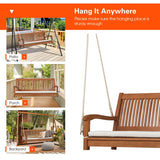 Wood Porch Swing Bench with Cushion