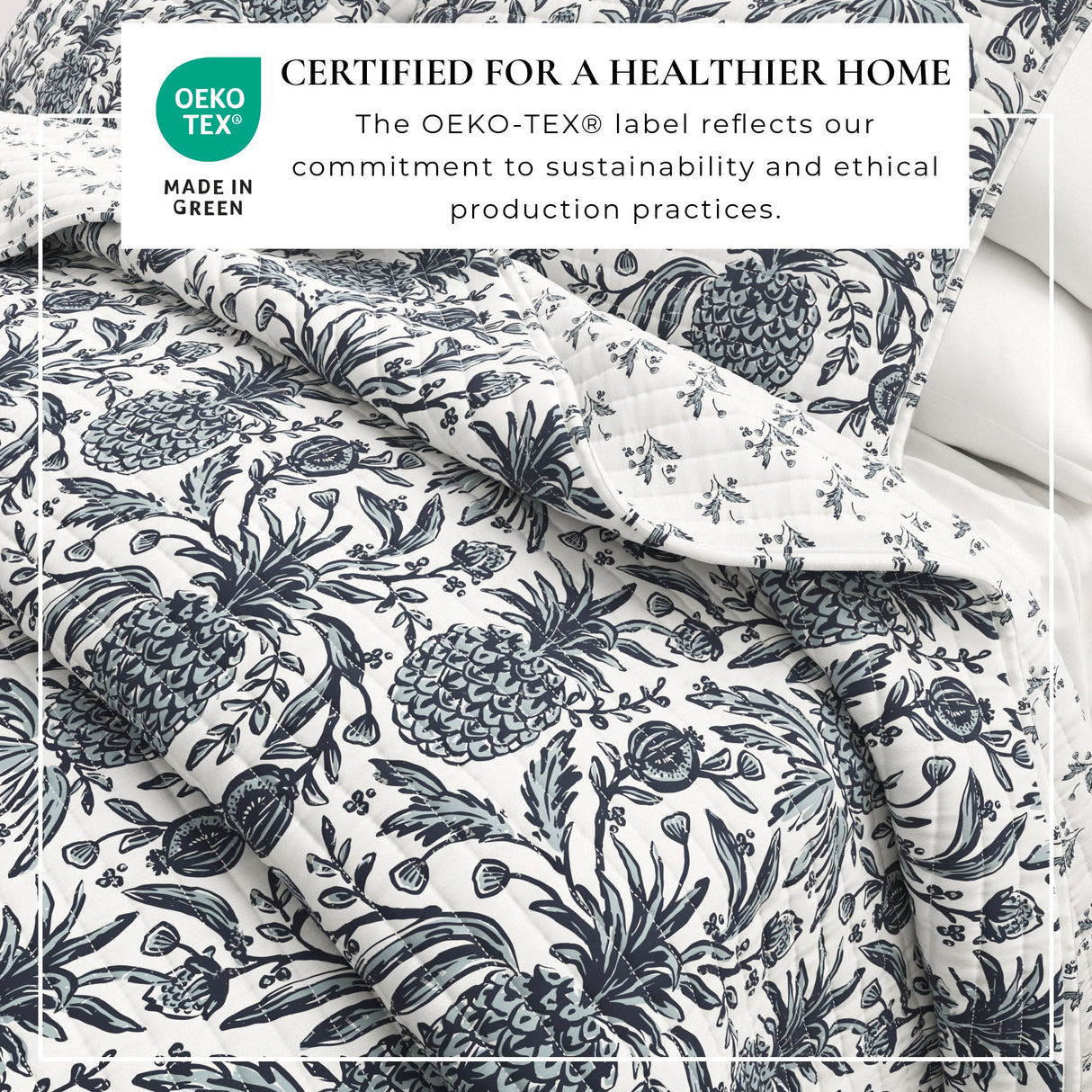 Bernice Coastal Printed Cotton Quilt Set