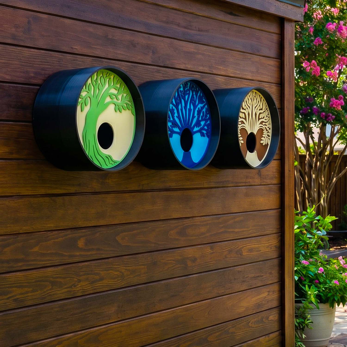 Tranquil Tree Modern Round Birdhouses