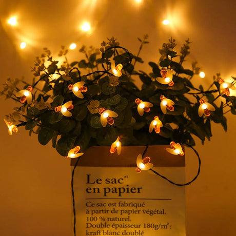 Solar String LED Lights with Bee Design for Garden, Party & Holiday Decor