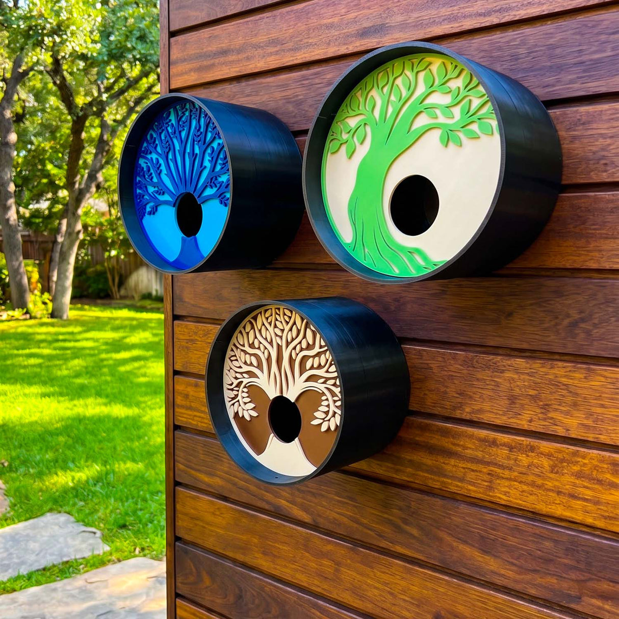 Tranquil Tree Modern Round Birdhouses