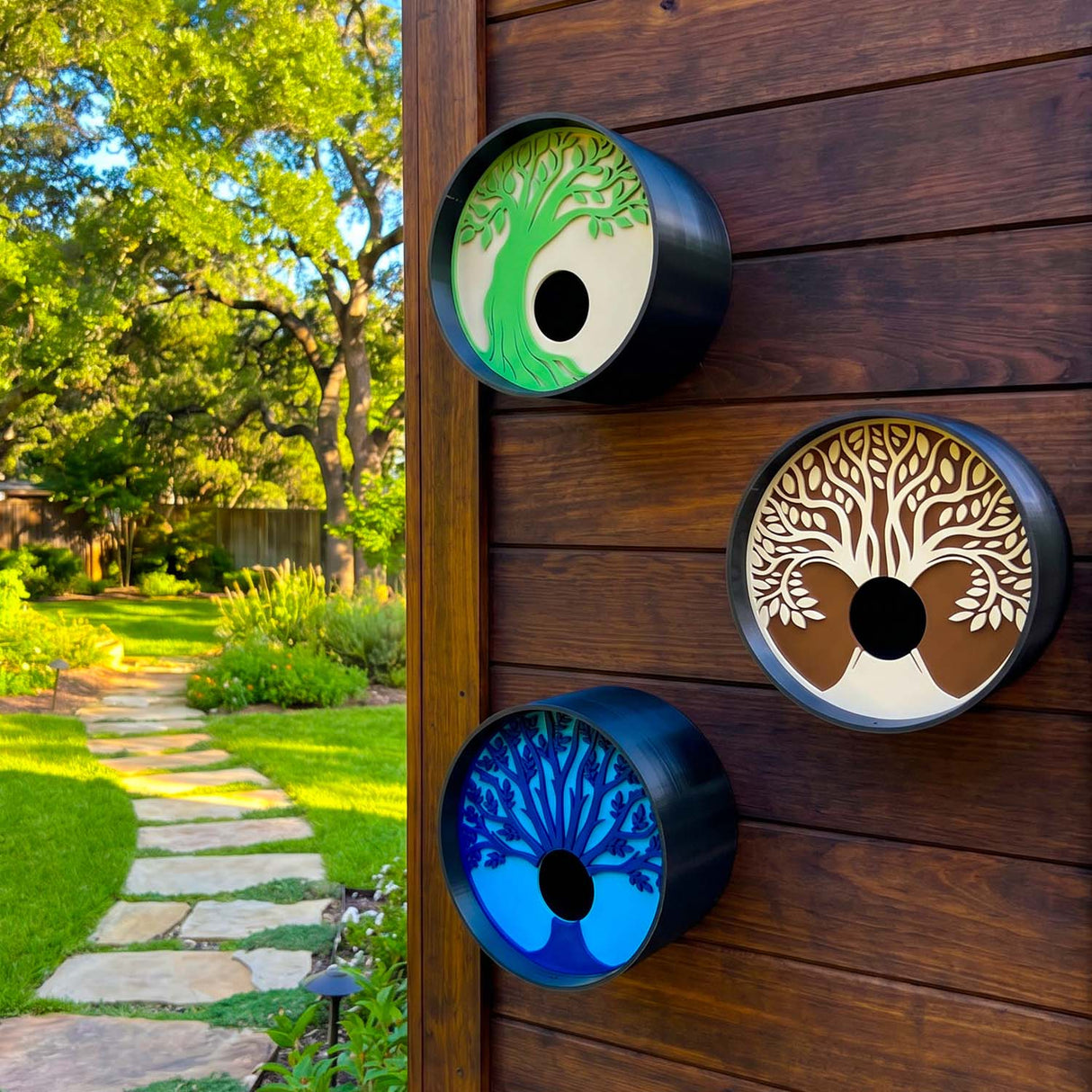Tranquil Tree Modern Round Birdhouses