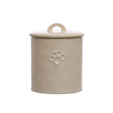 Stoneware Pet Treat Canister with Paw Print – Neutral Glaze