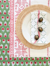 Table Throw - Poinsettia, Sage & Red