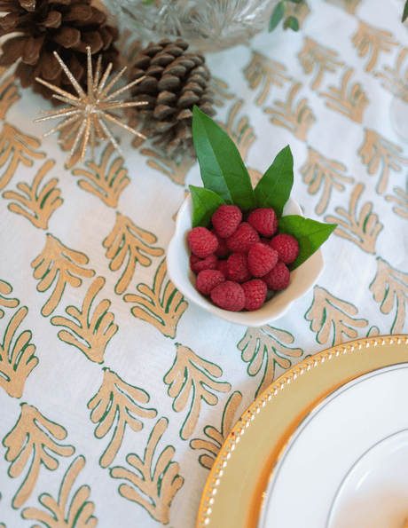 Evergreen & Gold Palmetto Tablecloth