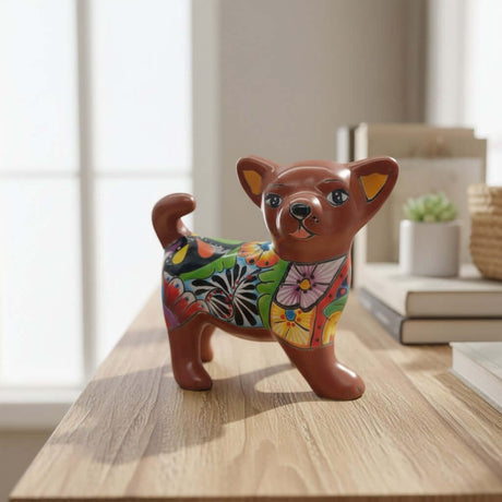 Talavera Chihuahua Dog Figurine | Handmade Mexican Art