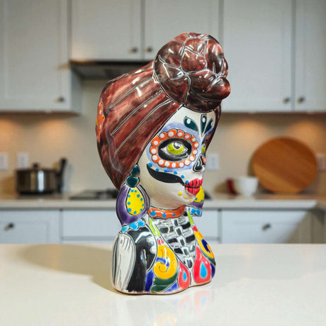 Talavera Skull Lady Planter