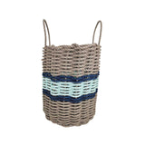 Lobster Rope Basket Tan and Seafoam, Navy Accents