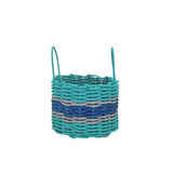 Authentic Maine Lobster Rope Storage Basket Teal and Blue with Light Gray Accents