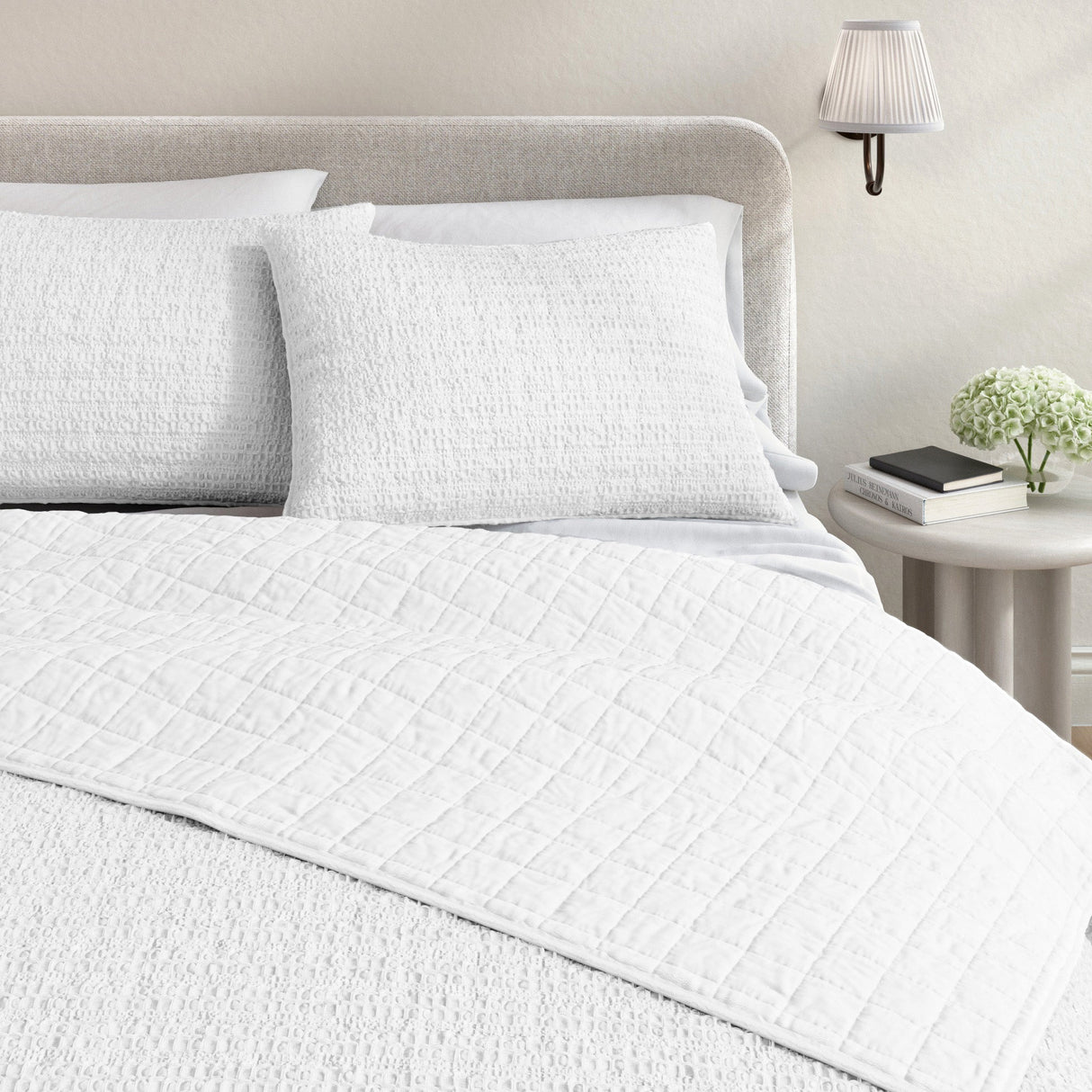 Cotton Honeycomb Waffle Garment Washed Quilt Set