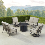 Black Aluminum Fire Table Set with Two Loveseats and Two Club Chairs