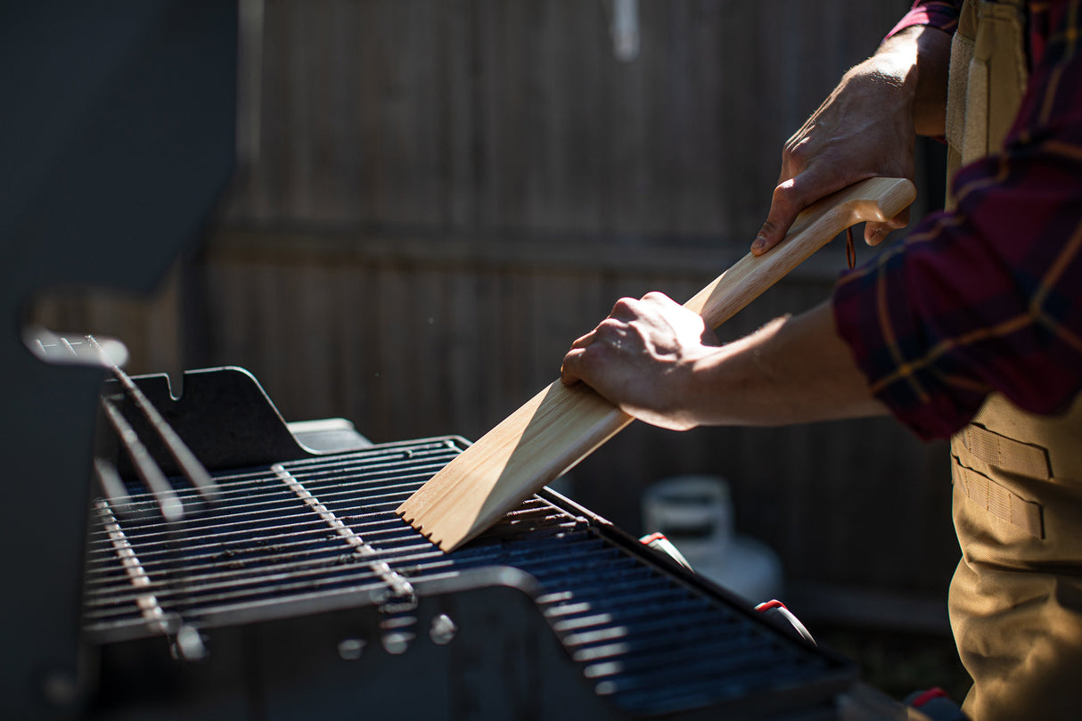 Hardwood BBQ Grill Scraper with Bottle Opener