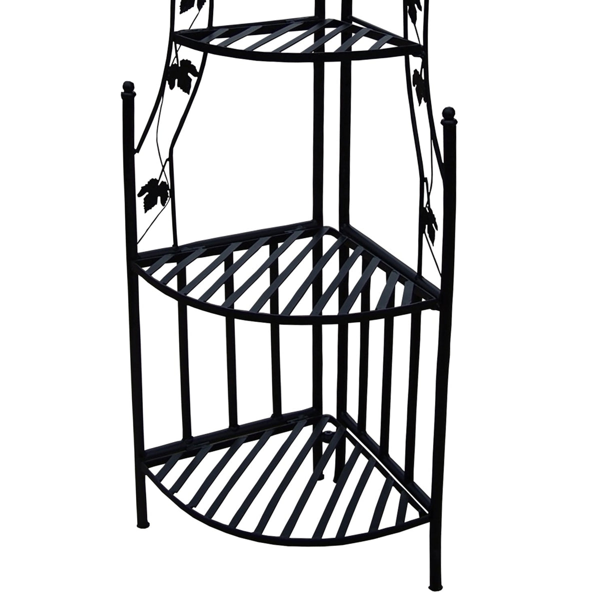 4-Tier Steel Corner Shelf Black Plant Stand