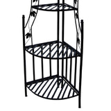 4-Tier Steel Corner Shelf Black Plant Stand