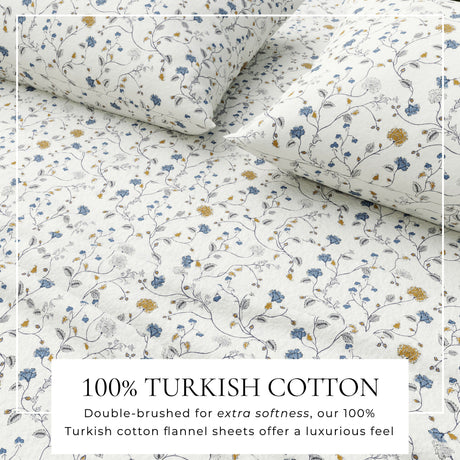 Turkish Cotton Flannel Sheet Set - Winter Floral Collection