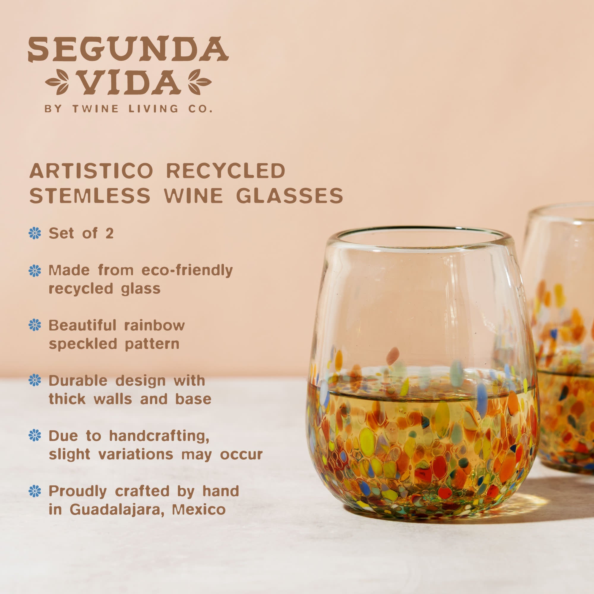 Segunda Vida Artistico Stemless Wine Glasses - Thumbnail 4